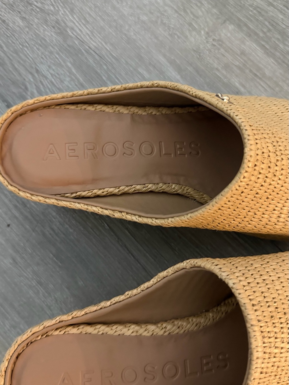 AEROSOLES Woven Tan Slip-On Mules